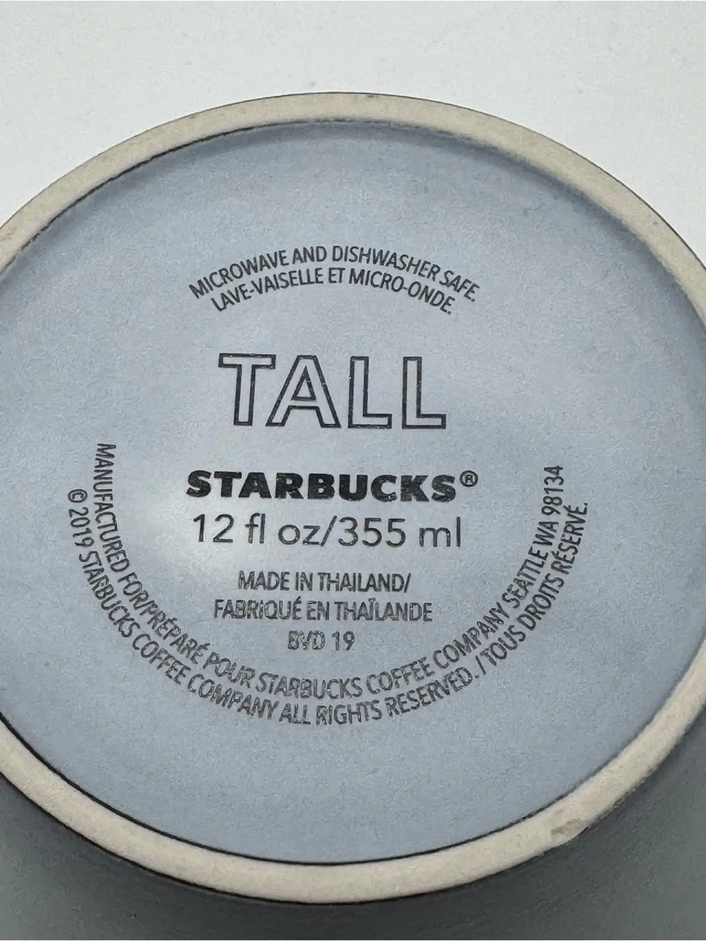 STARBUCKS 2019 Matte Gray Coffee Mug, Embossed, Siren, Wide Mouth, 12 oz